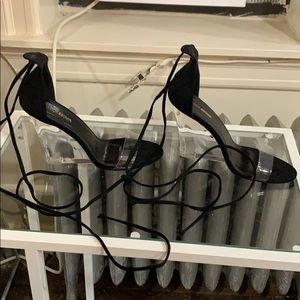 Fashionnova glass wedges with ankle ties